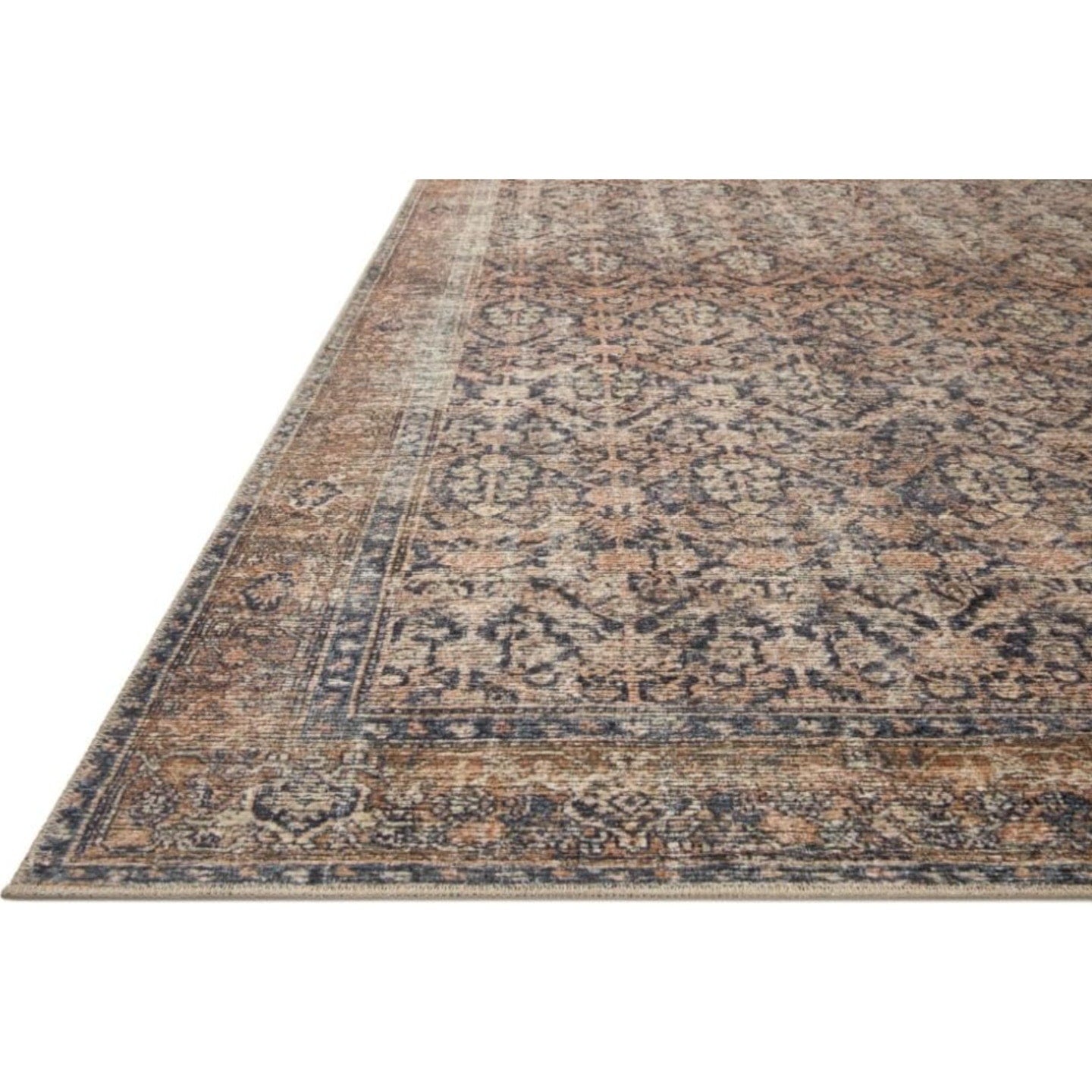 Loloi Amber Lewis Billie Collection, Ink & Salmon 6'-0" x 9'-0" Area Rug – Antique & Distressed
