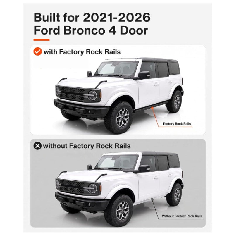 Running Boards Fit for 2021-2026 Ford Bronco 4-Door with Side Rail
