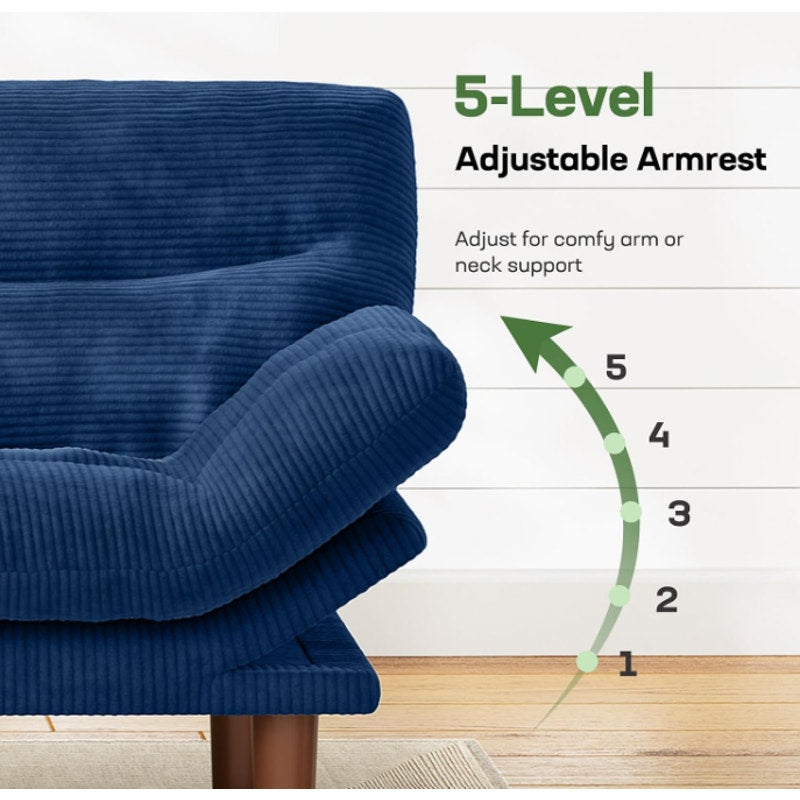 Marsail 66.02" Futon Sofa Bed, Convertible Corduroy Futon Couch with Adjustable Backrest & Armrests