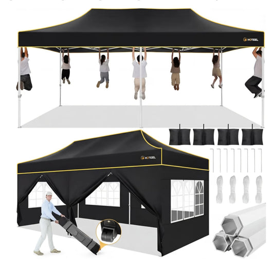 Hoteel 10x20 Pop Up Canopy Tent Heavy Duty with 6 Sidewalls, Waterproof Party Tent, Easy Set-up