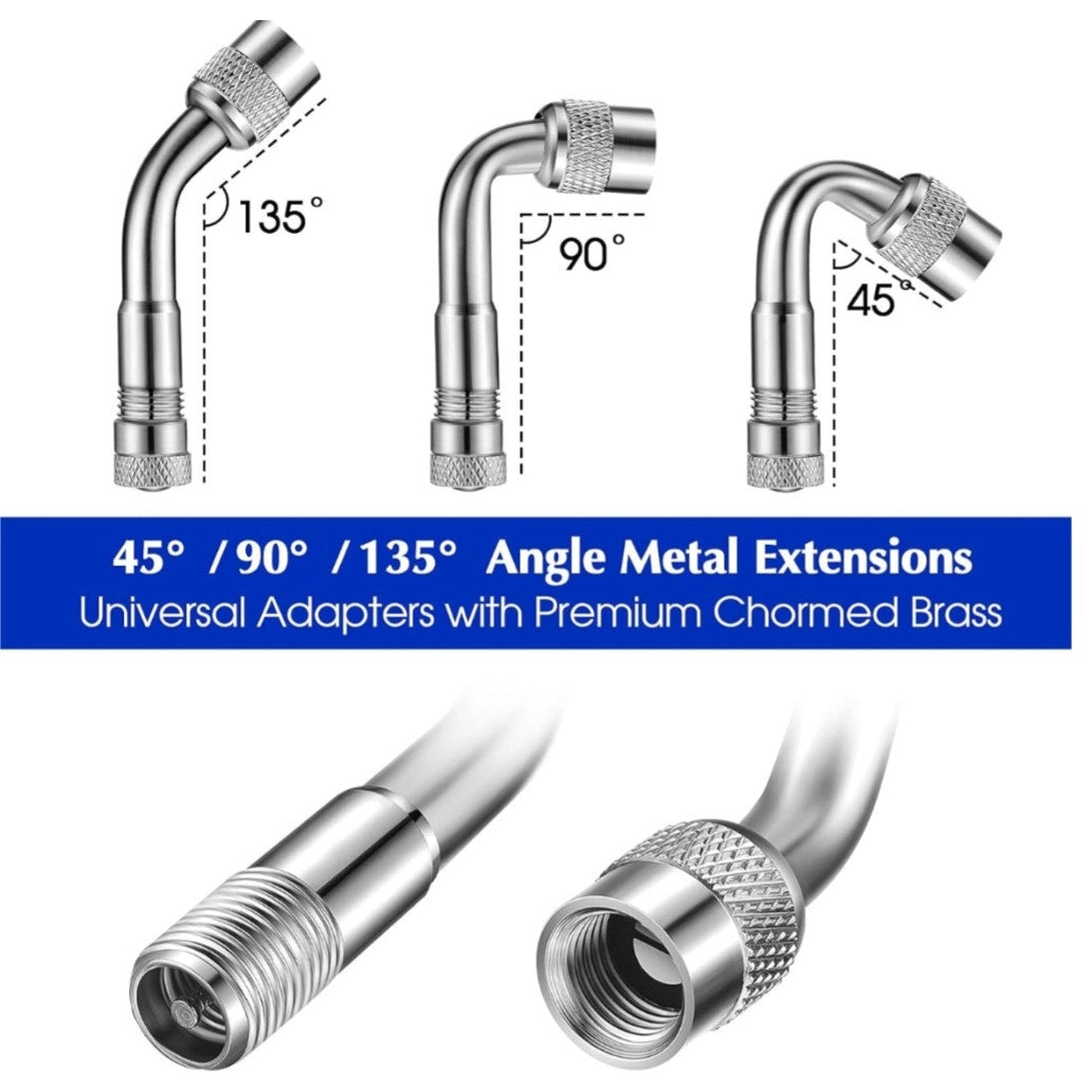 Hotop 4 Pieces Valve Stem Extension Stainless Steel Braided Extenders, 6 Pieces