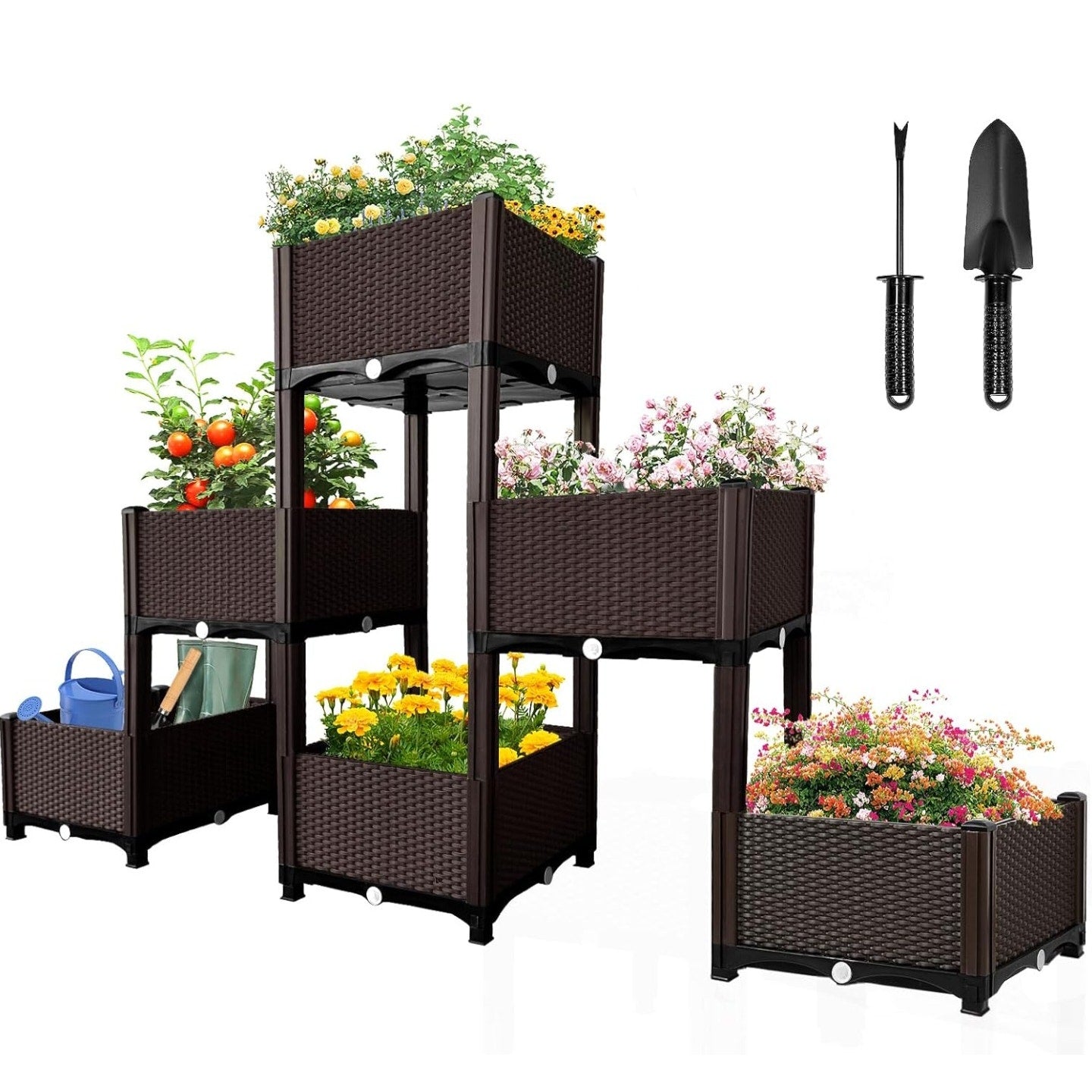 MAYOLIAH Raised Garden Bed with Drainage Elevated Planter Box Plastic Raised Beds for Gardening