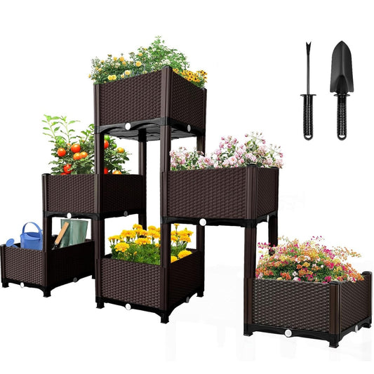 MAYOLIAH Raised Garden Bed with Drainage Elevated Planter Box Plastic Raised Beds for Gardening