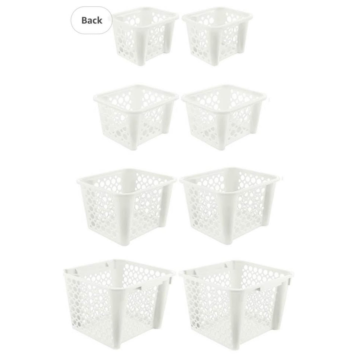 Stackable White Storage Containers with Open Tops, 8 Pack of Assorted Sizes, Great Organizing Bins f