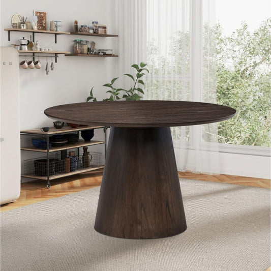 Round Modern Style MDF Wood Dining Table for Kitchen, Living Room, Cafe, Stylish Leisure Desk
