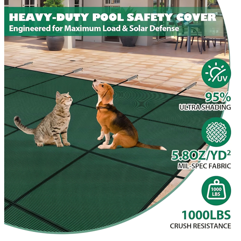 Pool Safety Cover for Inground Pools, Heavy-Duty Winter Pool Cover