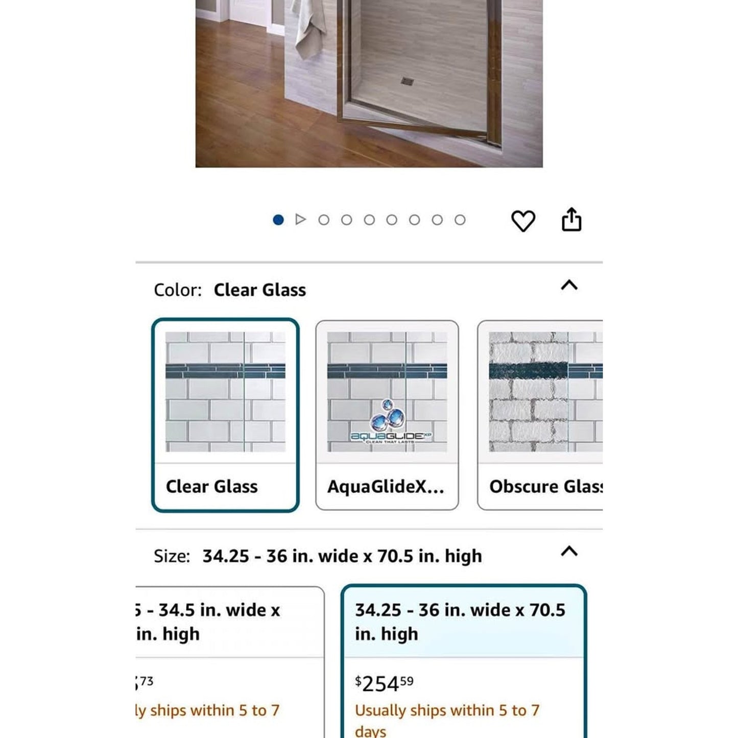 Basco Sopora 34.25- 36 in. Width, Pivot Shower Door, Clear Glass, Silver Finish