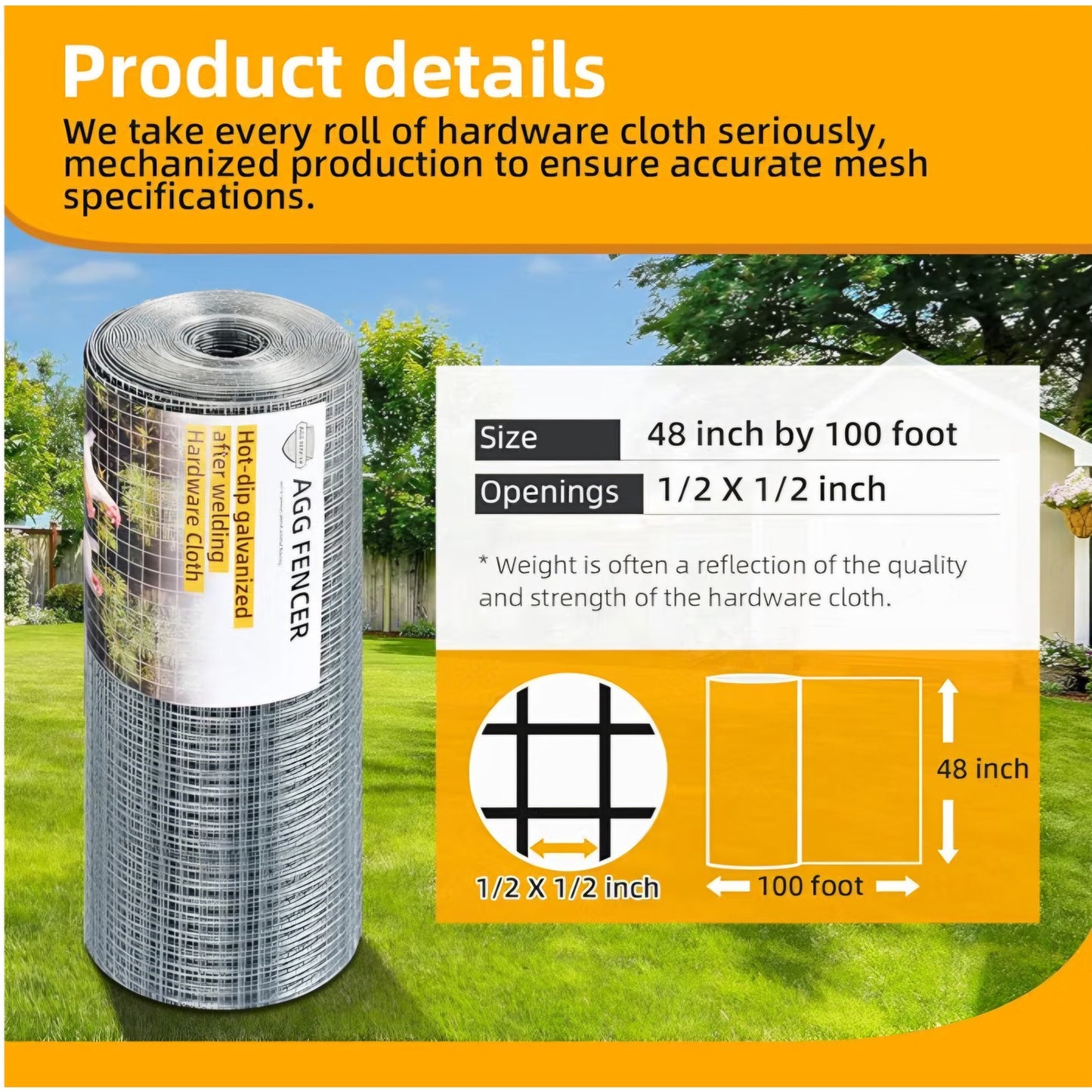 Hardware Cloth 1/2 inch 48 x 100ft Chicken Wire Fencing