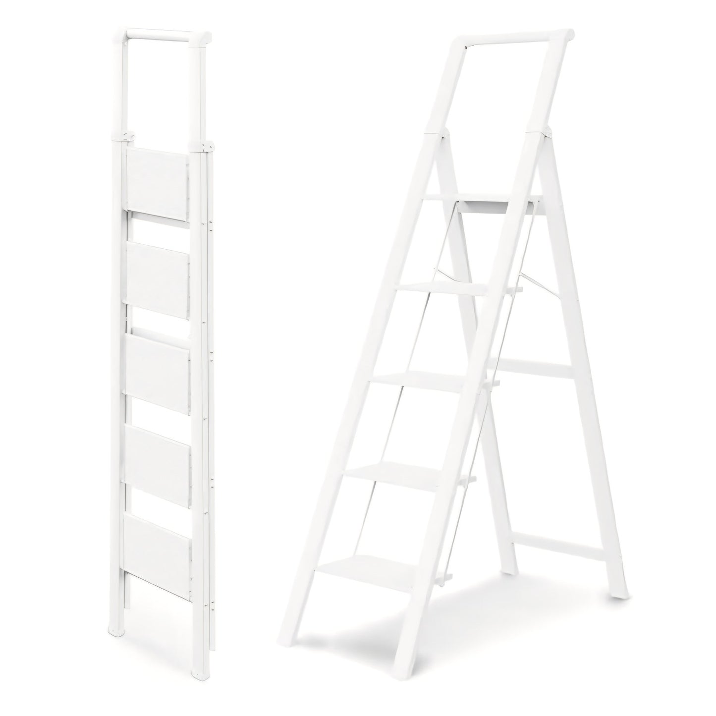 5 Step Ladder, Ladders for Home, Anti-Slip Pedals, Step Stool Foldable