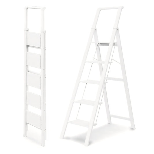 5 Step Ladder, Ladders for Home, Anti-Slip Pedals, Step Stool Foldable