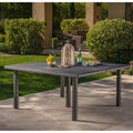 GDFStudio Fiona 64" Outdoor Square Wicker Weave Dining Table with Iron Frame, Gray