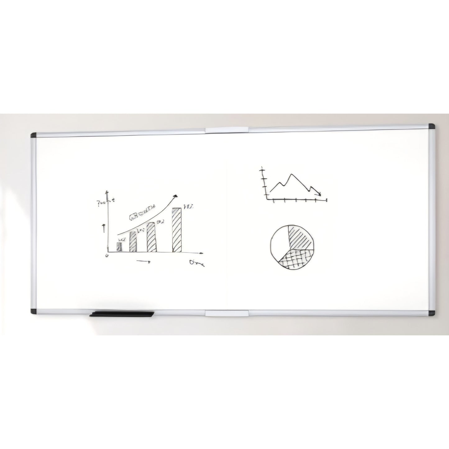 Magnetic Dry Erase Board, 72 X 48 Inches, Foldable Wall-Mounted Whiteboard with Silver 72"W-48" H
