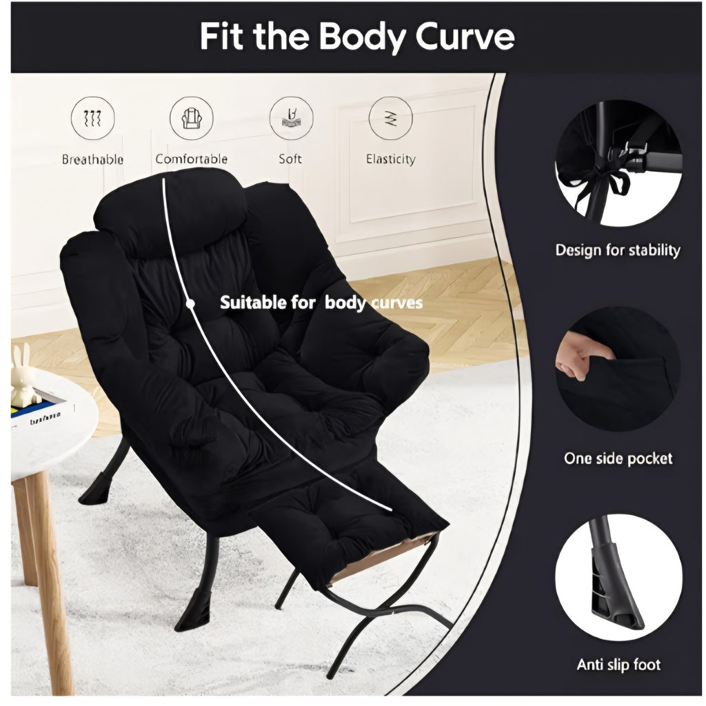 Lazy Chair with Folding Ottoman Modern Large Accent Chair