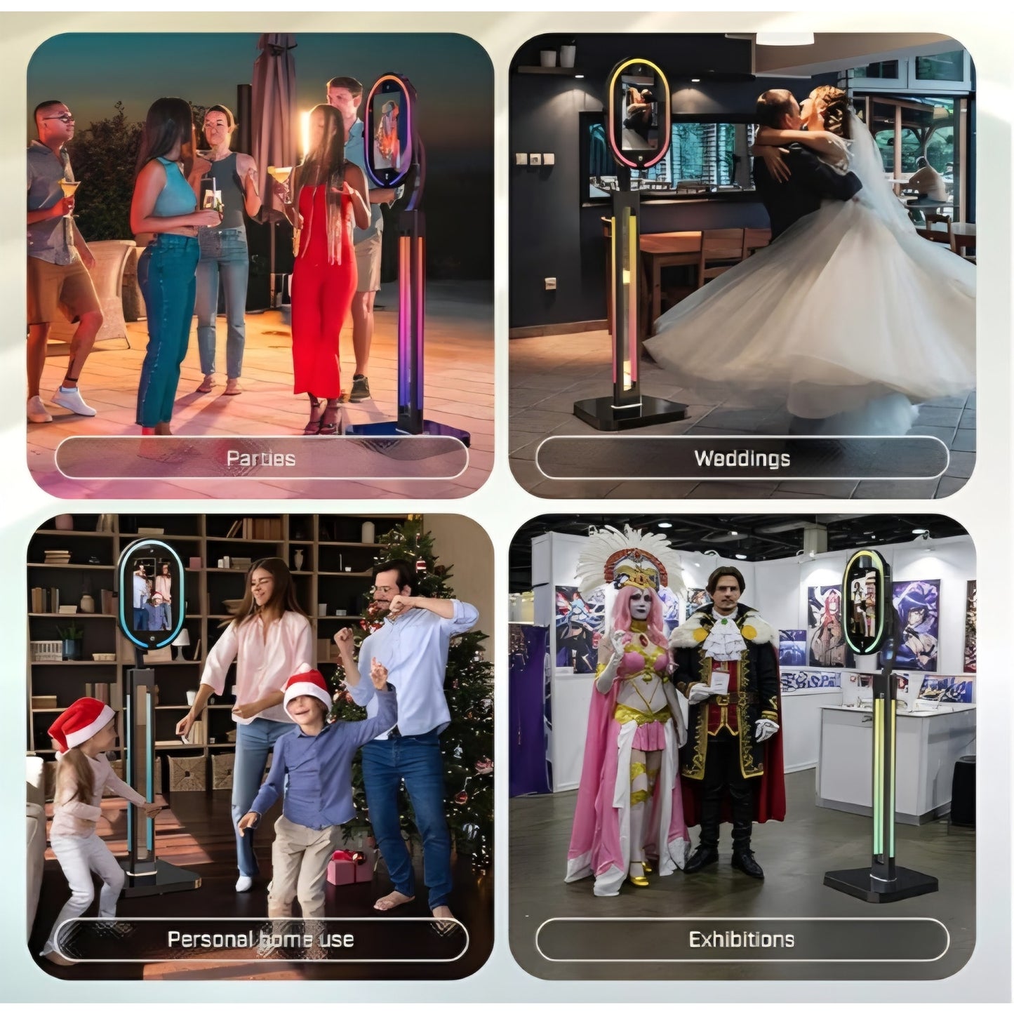 Magic Mirror Photo Booth Touch Screen with Printer and 1200W Pixel 4K HD Camera