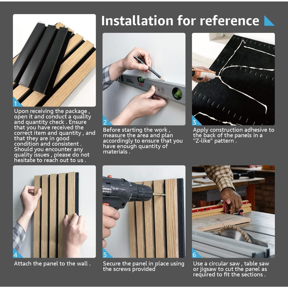 Art3d 4-Piece Wood Slat Acoustic Panels for Stylish Decor and Noise Reduction, 3D Textured