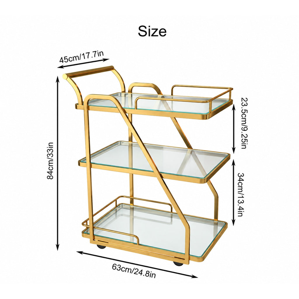 Mobile Utility Cart Drinks Trolley Gold Bar Cart for Home