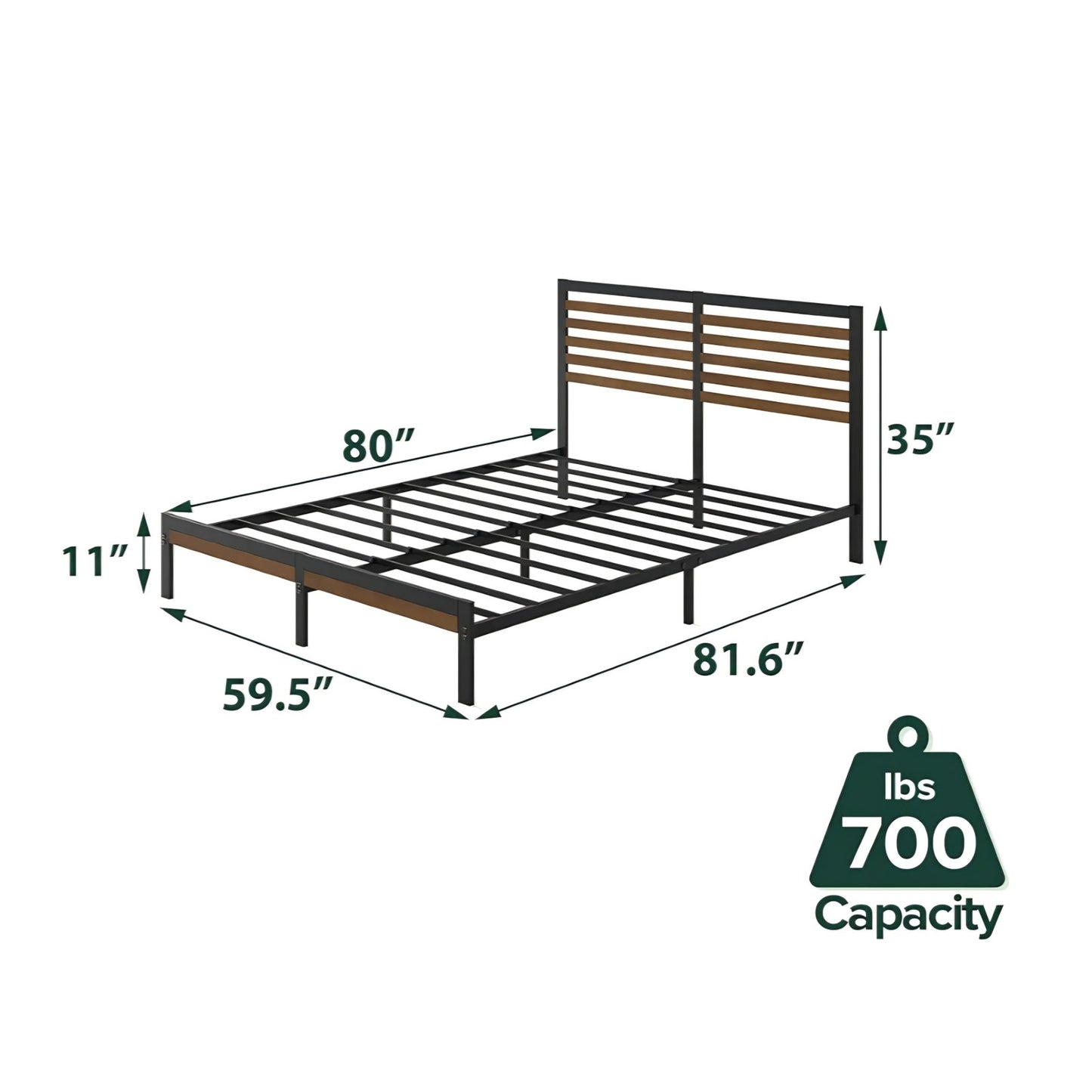 ZINUS Kai Bamboo and Metal Platform Bed Frame with Headboard, No Box Spring Needed, Easy Assembly