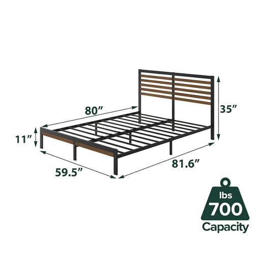 ZINUS Kai Bamboo and Metal Platform Bed Frame with Headboard, No Box Spring Needed, Easy Assembly