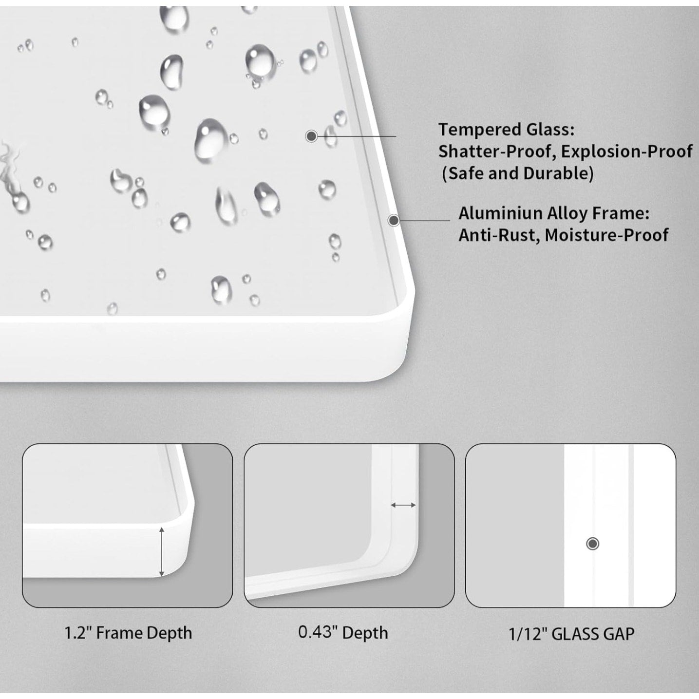 LOAAO 72x40 Inch White Metal Framed Bathroom Mirror for Wall, White Bathroom Vanity Mirror Farmhous
