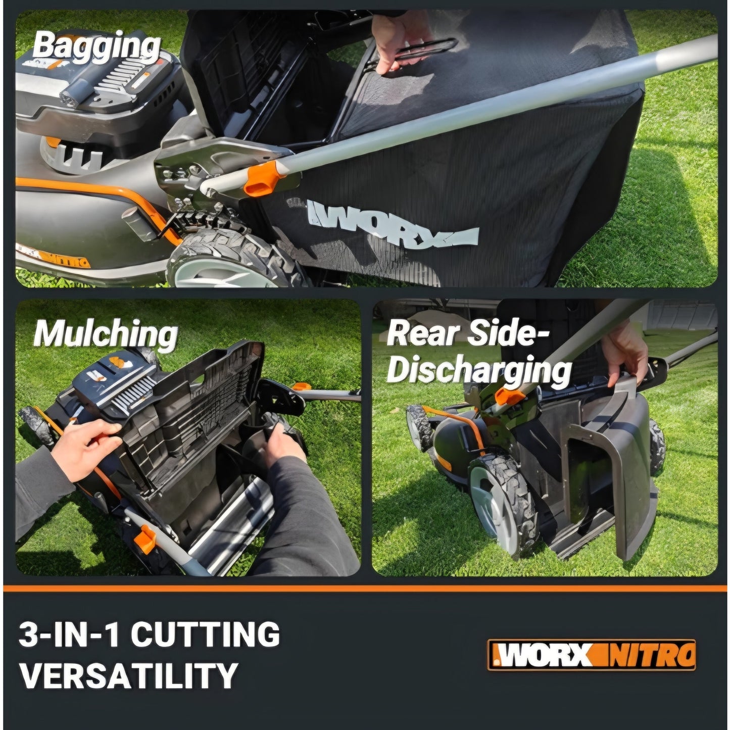 Nitro 21" Cordless Lawn Mower, Brushless Electric Mower for 1/2 Acre, Push Lawn Mower