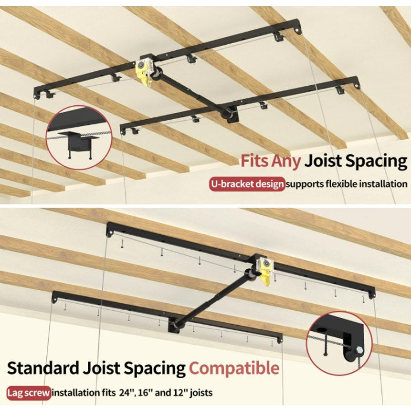 Garage Ceiling Storage Racks – 4x8 FT Overhead Garage Storage Rack with Safety Lock