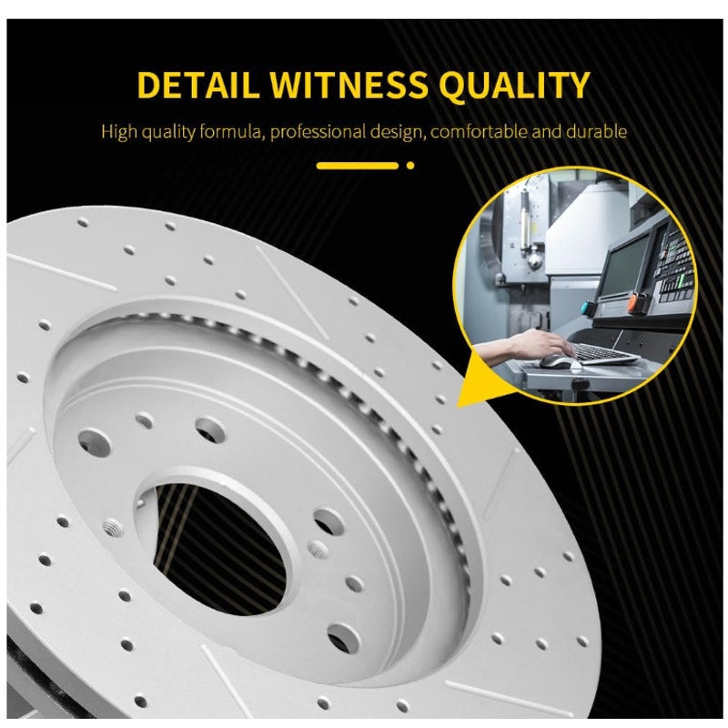 Front and Rear Drilled & Slotted Disc Brake Rotors CeramicBrake Pads Kit Toyota RAV4 Lexus HS250h