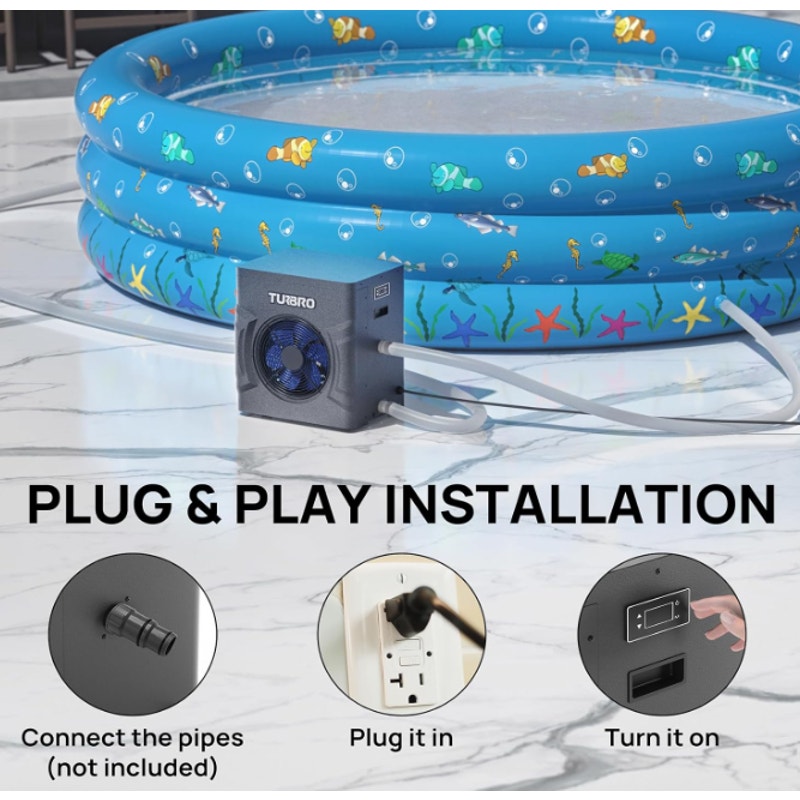 TURBRO Swimming Pool Heat Pump - 20,000 BTU - for Above and In Ground Pools and Spas