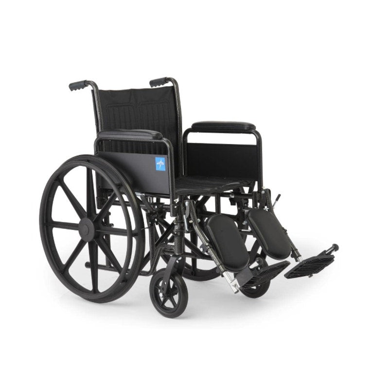 Medline K1 Basic Vinyl Wheelchair with Full-Length Arms and Elevating Leg Rests