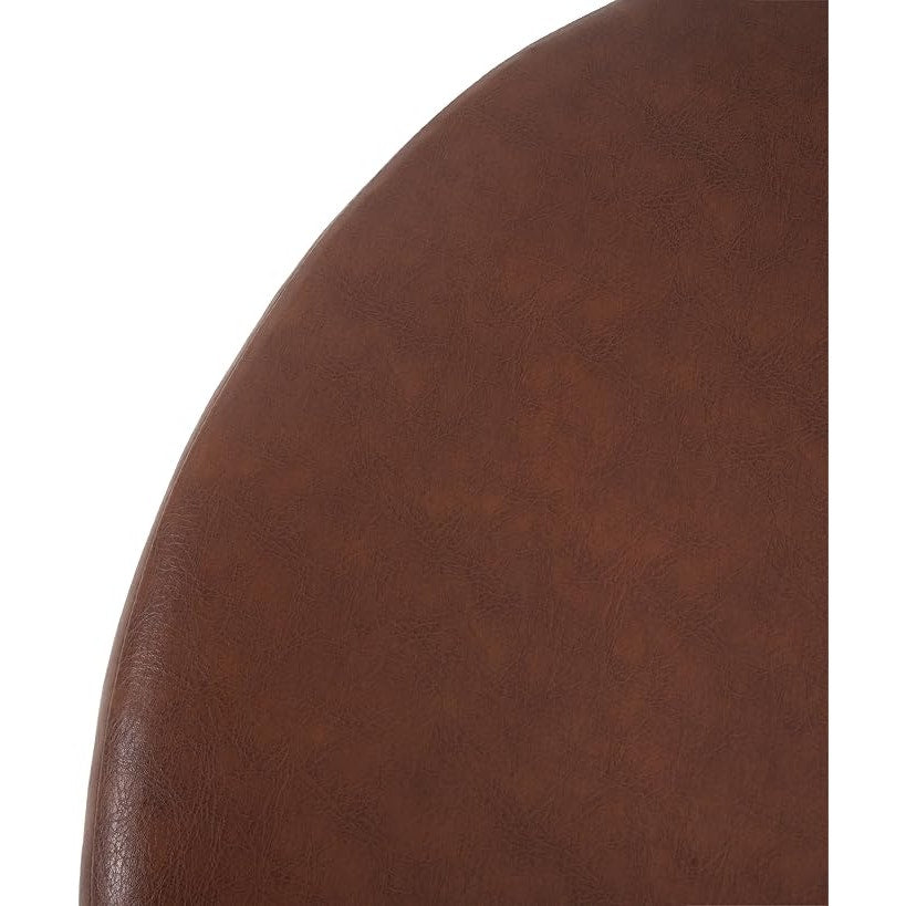 Christopher Knight Home GAVI 30" Ottoman Foot Stool, Faux Leather Pouf Footstool Seat, Brown