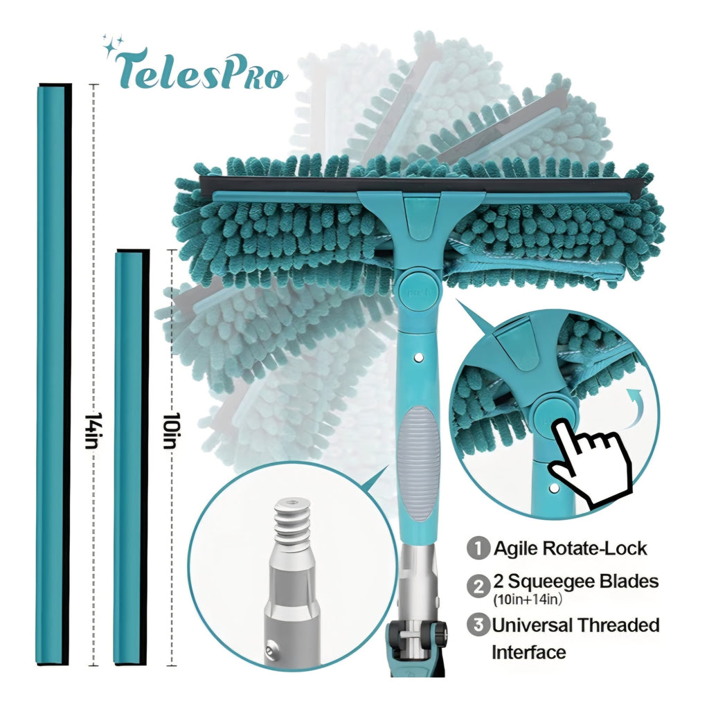 Window Cleaner Tool with 5-Stage Telescoping Pole Squeegee with 7-30 Ft Extension Pole