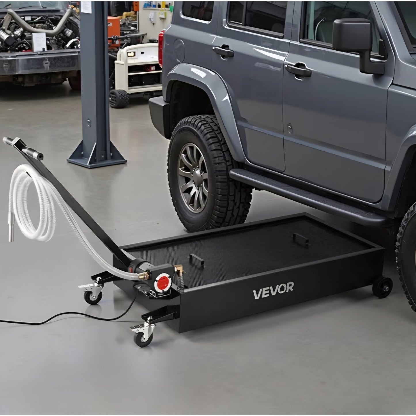Oil Drain Pan, 20-Gallon Metal Oil Change Pan, Effective Oil Drain Cart with 180W Electric Pump