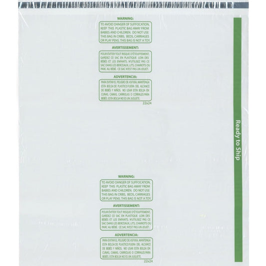 Plymor Ready to Ship 1.5 Mil Wicketed Poly Bags with Permanent Adhesive Strip and Suffocation Warni