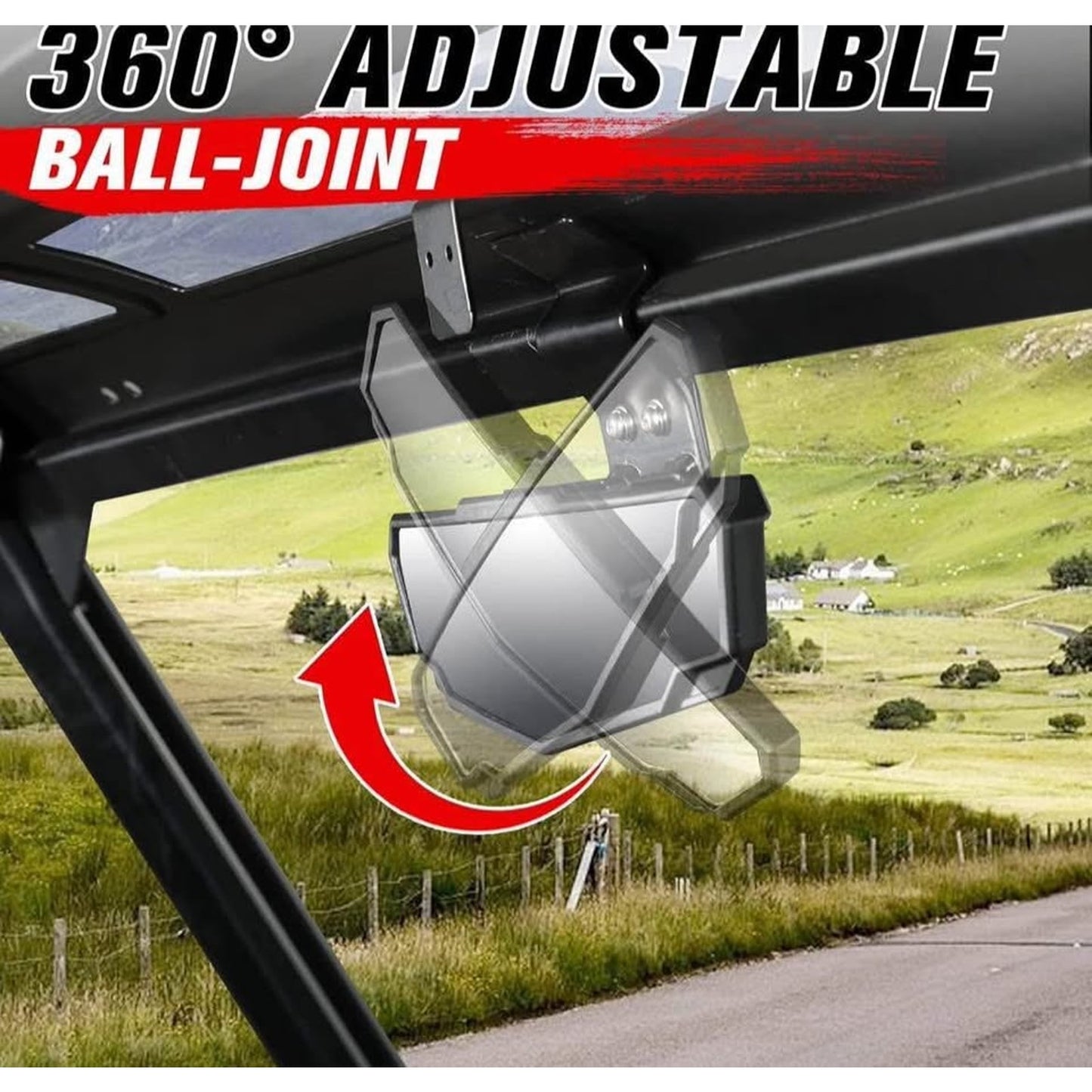 A & UTV PRO Rear View Mirror & Side Mirrors Kit for 2016-2024 Can-Am Defender HD5 HD8 HD9 HD