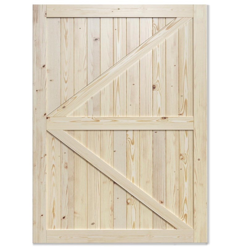 SmartStandard 60in x 84in Sliding Barn Wood Door, Natural, Fit 10FT Rail Pre-Drilled Ready