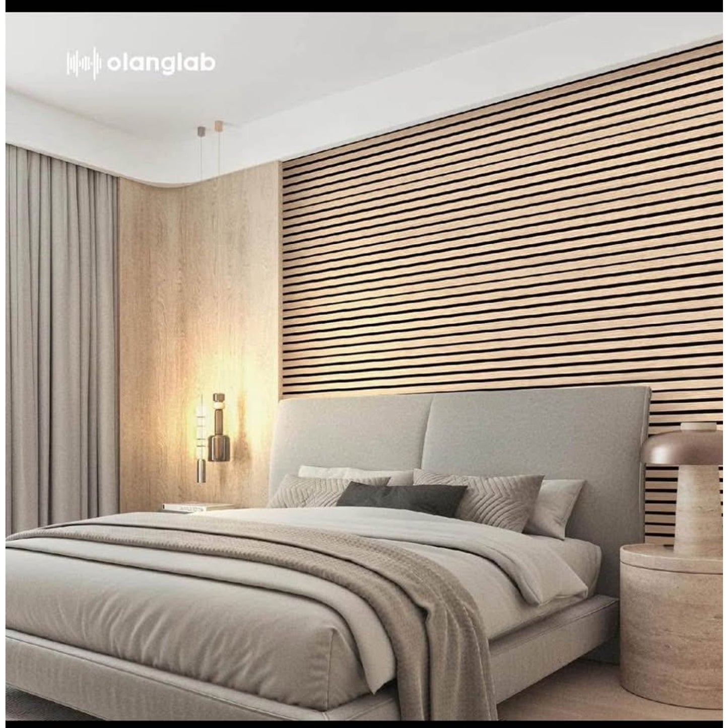 $100 obo Olanglab Wood Slat Wall Panels, Wooden Acoustic Wall Panels, 94.5"x12.6" Each 3D Wall Panel