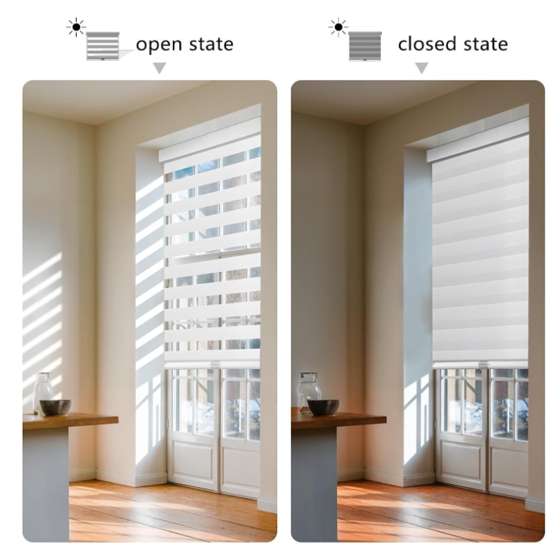 AOSKY Cordless Zebra Blinds for Indoor Windows, 71" W x 72" H, White