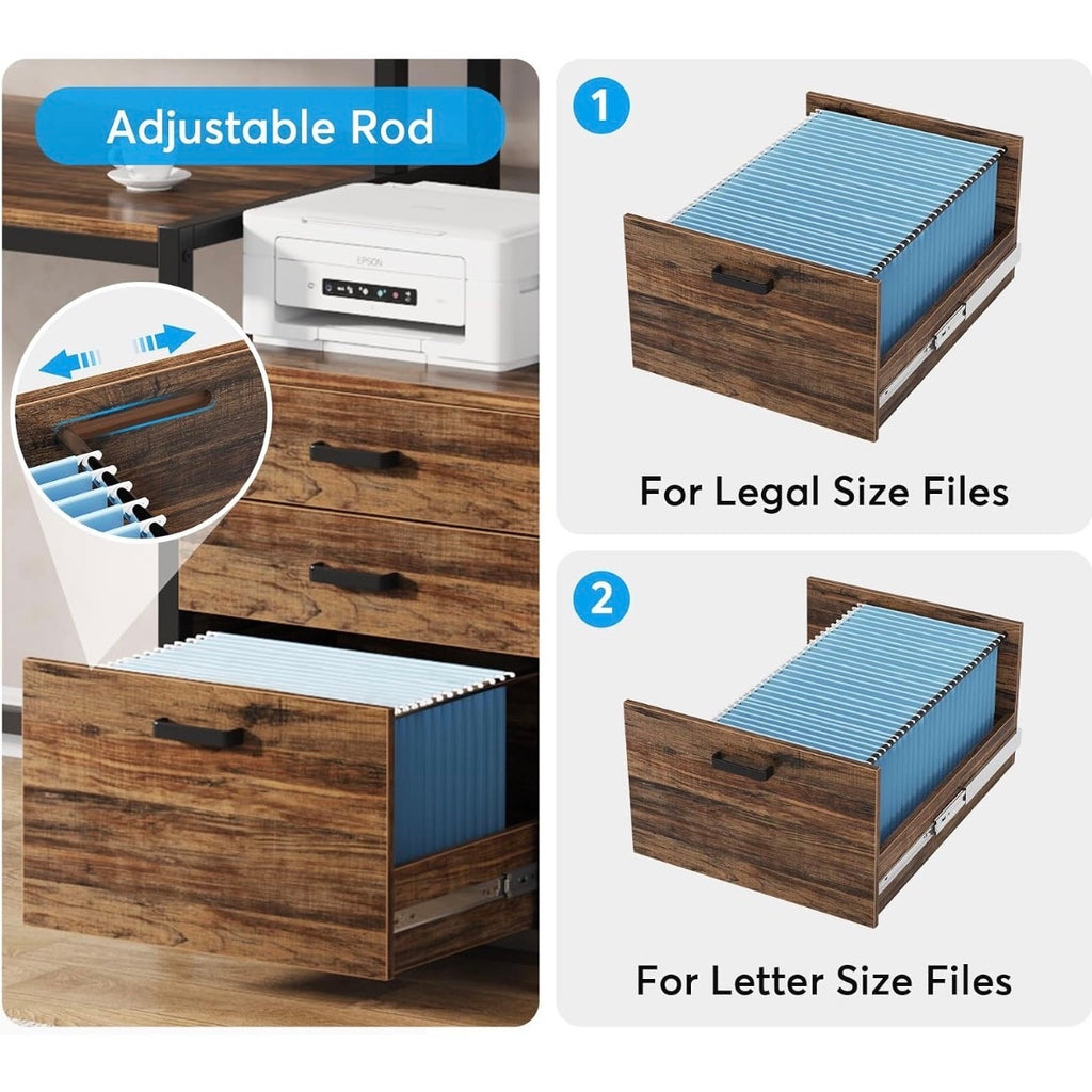 Tribesigns 63 Inch Computer Desk with File Drawer Cabinet, Ergonomic Desk