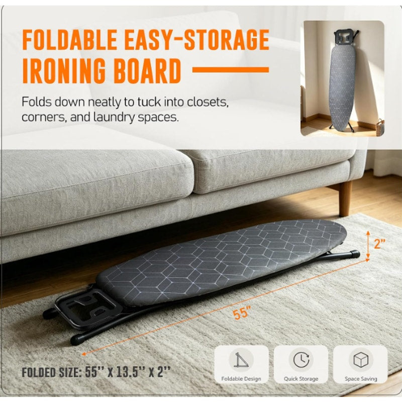 Ironing Board with Iron Rest – Full Size Foldable Board