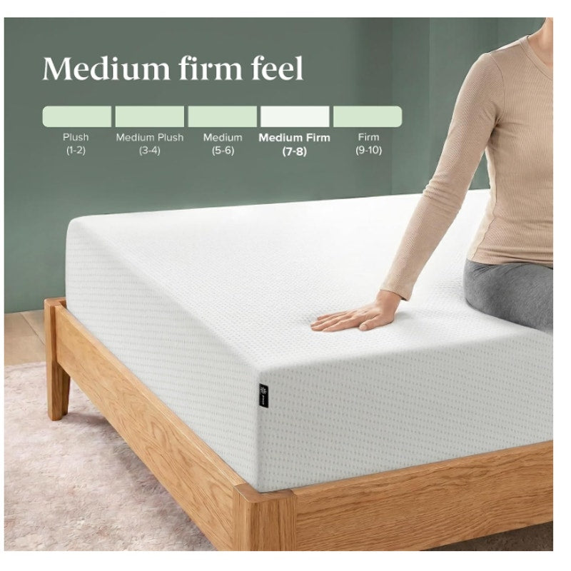 12 Inch Queen Green Tea Memory Foam Mattress zinus