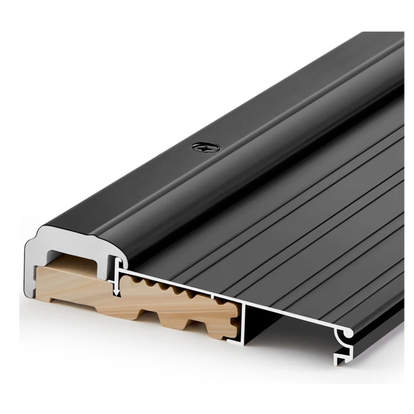 Blulu 72" Aluminum Exterior Door Threshold 5 5/8" Swing Threshold Black Heavy Duty