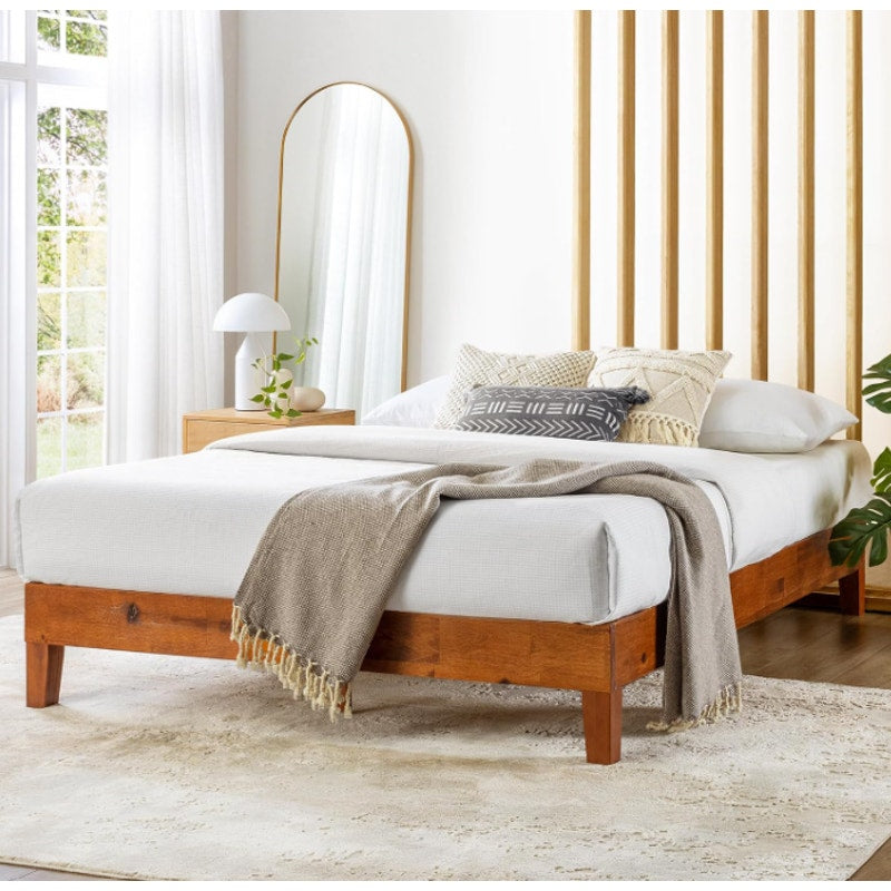 Full Bed Frame 12 Inch Solid Wood Platform Bed with Wooden Slats