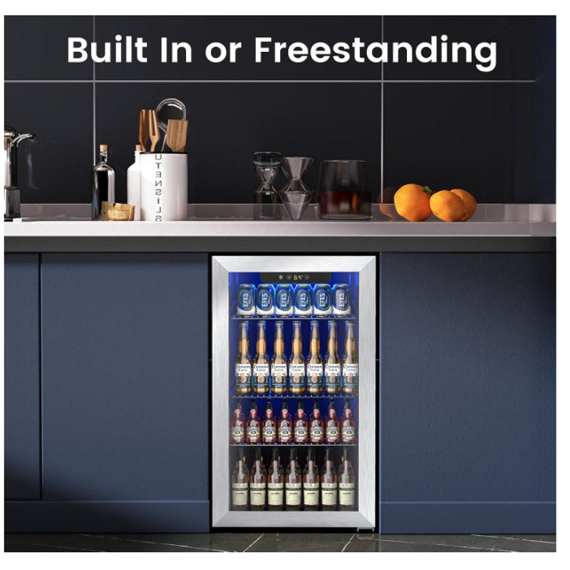 Mini Fridge 130 Can Beverage Refrigerator Cooler, 3.2 Cu.Ft Drink Fridge forSoda Wine Beer