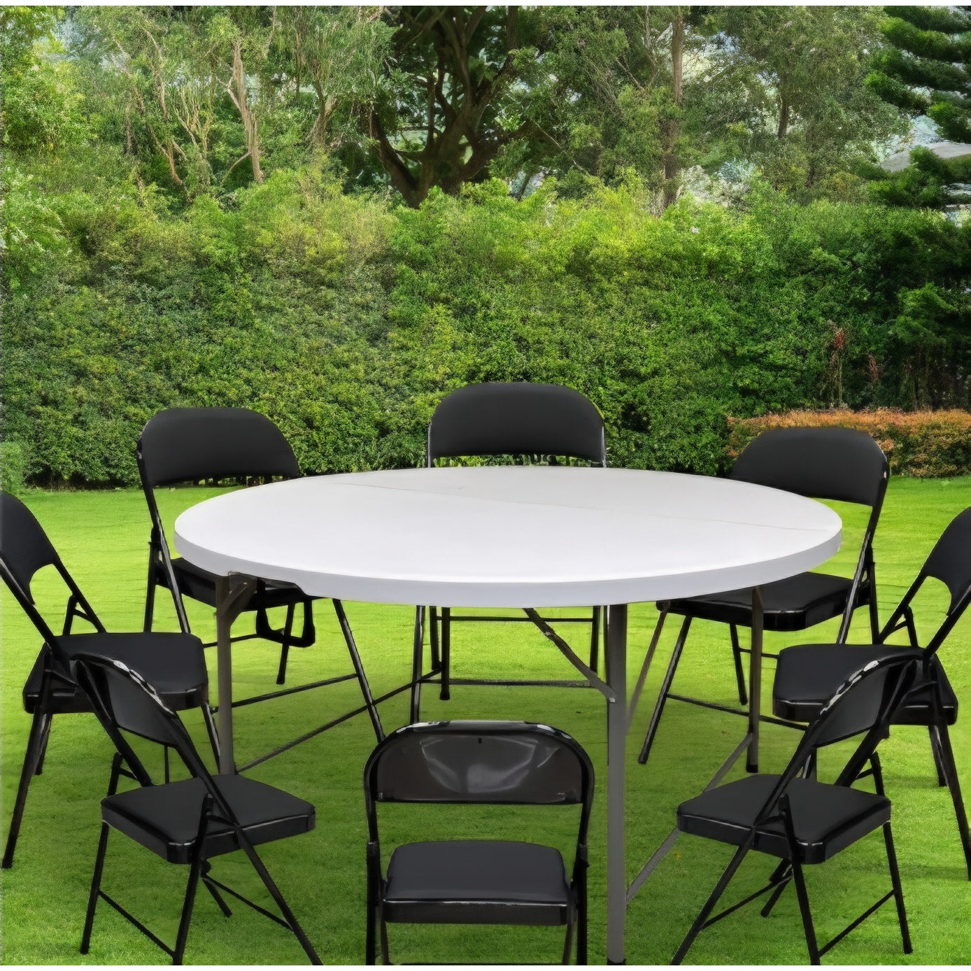 4.5FT Round Table, Round Folding Table 54 inches, Bifold Round Table, Plastic Dining Table