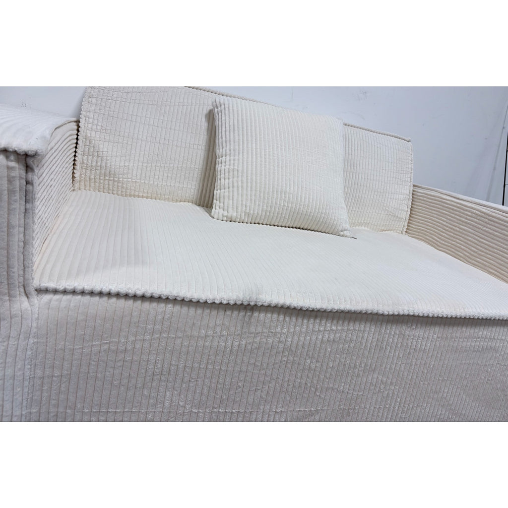 Loveseat boneless, color cream white, one pillow