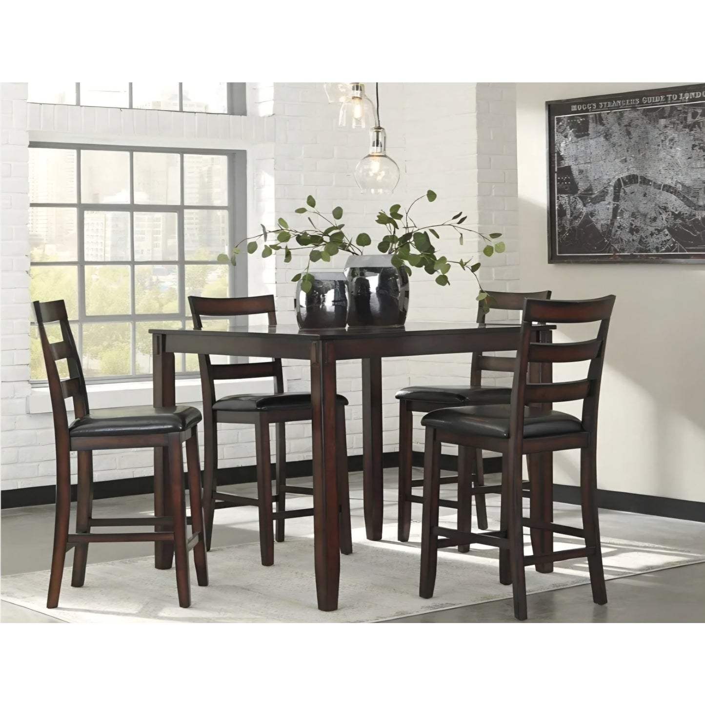 Signature Design by Ashley Coviar 5 Piece Counter Height Dining Set, Includes Table & 4 Barstools,