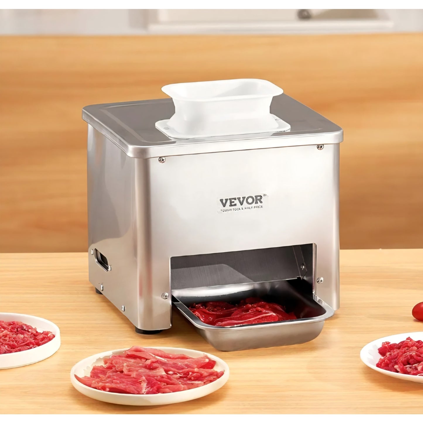 VEVOR Meat Cutter Machine, 550W Meat Slicer, 350 lb/h Commercial Meat Cutting Machine, Stainless