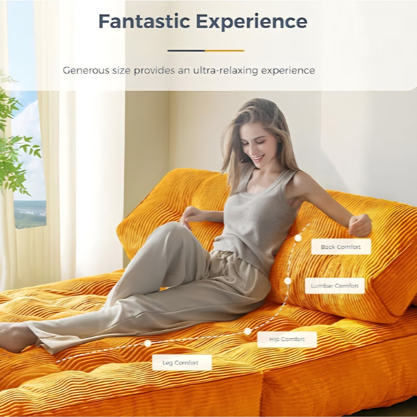 Folding Sofa Bed, Convertible Sleeper Chair with Pillow Foldable Matress with Back Support