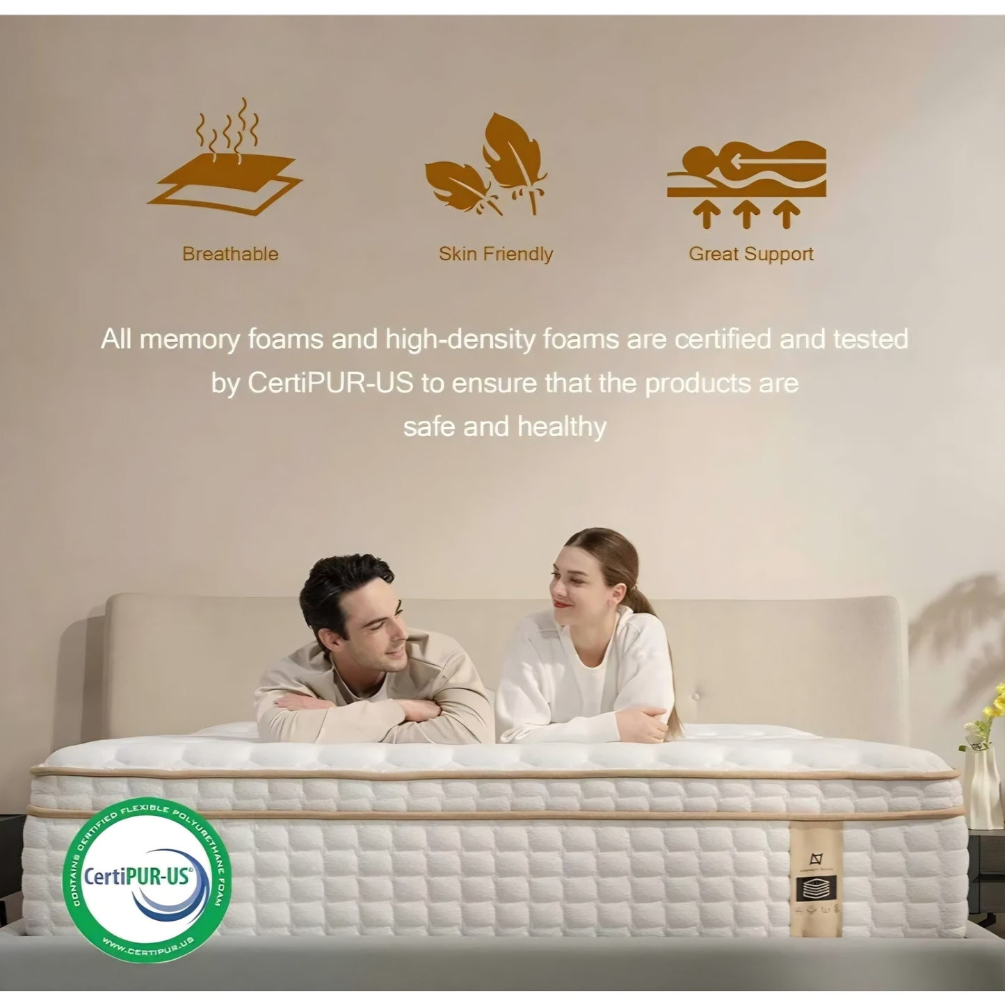 King Size Mattress, 12 Inch Hybrid King Mattress in a Box, Medium Firm Mattresses with Memory Foam