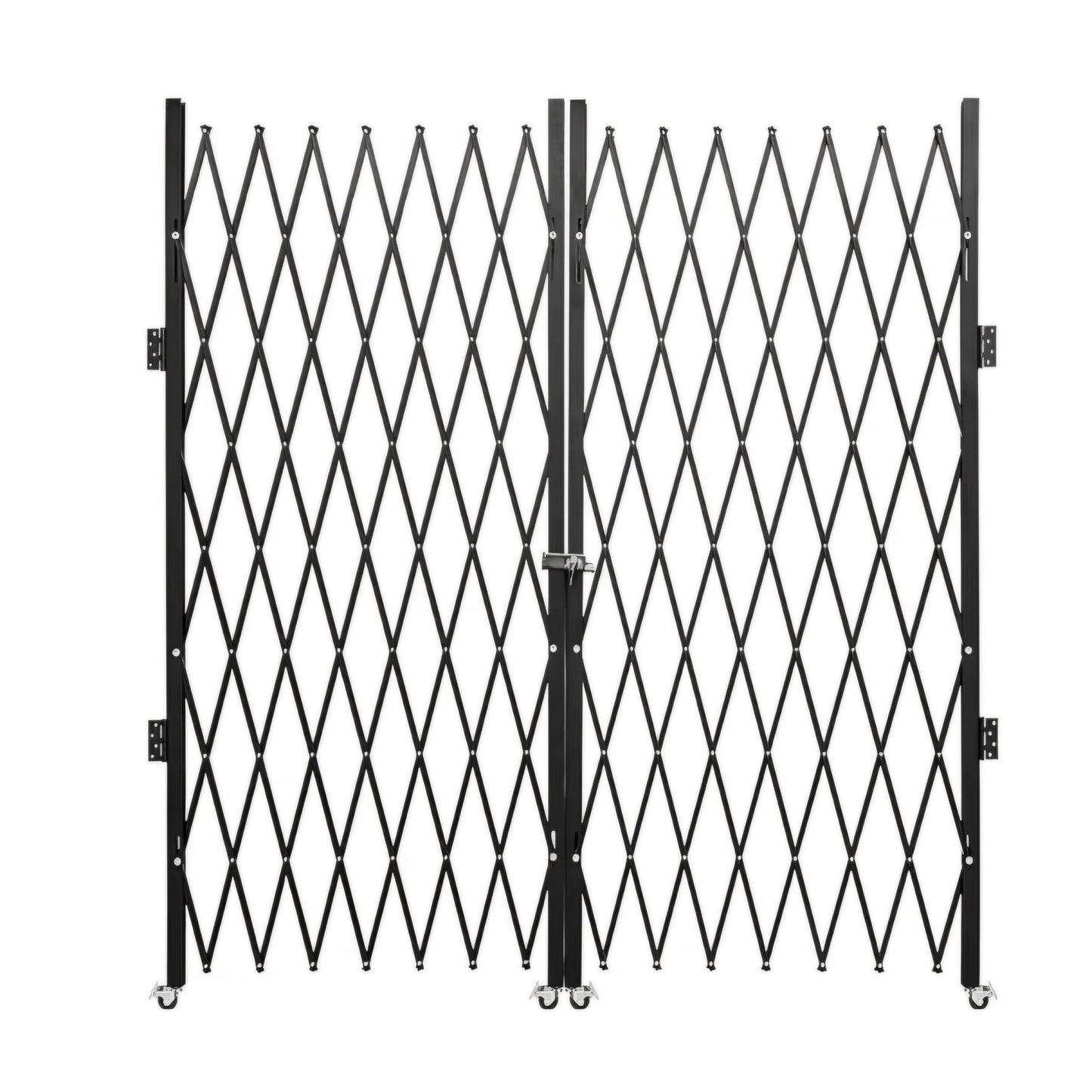 Double Folding Security Gate, 87" H x 150" W Folding Door Gate, Steel Accordion Security Gate