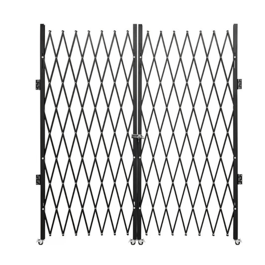 Double Folding Security Gate, 87" H x 150" W Folding Door Gate, Steel Accordion Security Gate